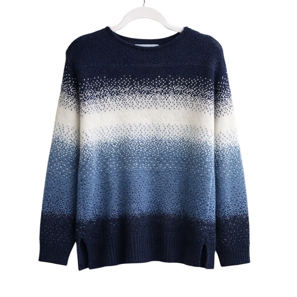 Blue Ombre Knit Roll Hem‎ Sweater M Coastal Winter Capsule Stockholm Clean Girl